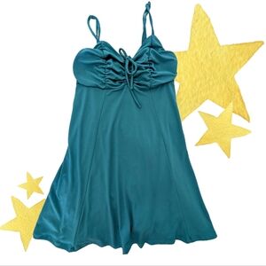 NWOT Teal Rouched Top Flowy Dress